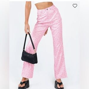 Princess Polly Ryllie Pink Cheetah Pants Size 4